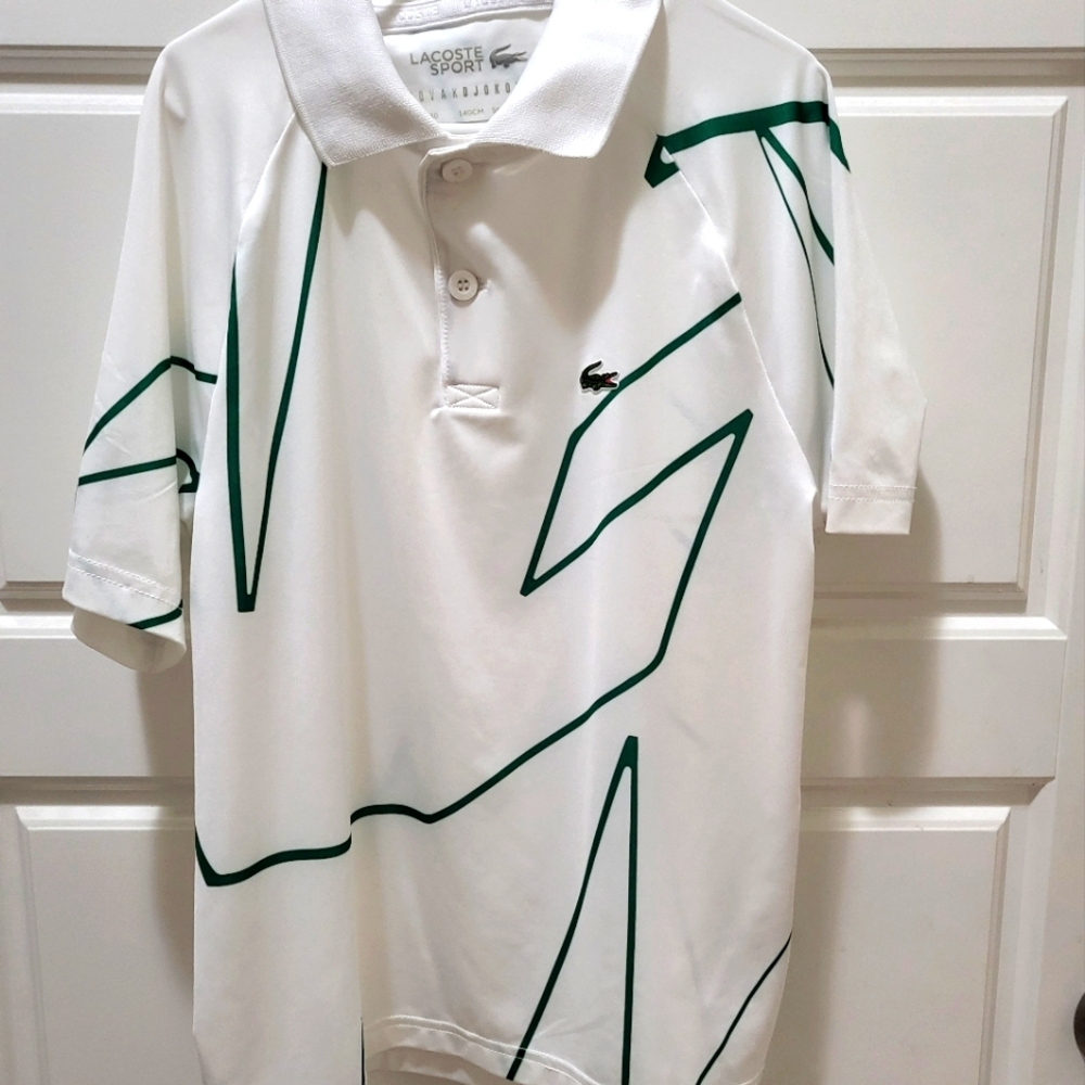 Boy's whiteand green Lacoste dry fit shirt
